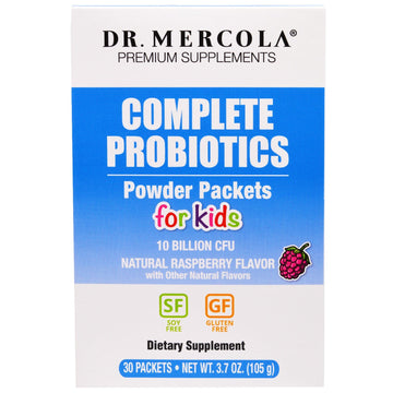 Dr. Mercola, Complete Probiotics Powder Packets for Kids, Natural Raspberry Flavor, 30 Packets, 0.12 oz (3.5 g) Each