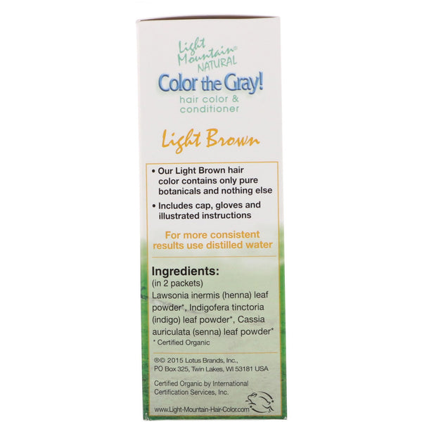 Light Mountain, Color the Gray! Natural Hair Color & Conditioner, Light Brown, 7 oz (198 g) - The Supplement Shop