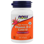 Now Foods, Vitamin D-3, High Potency, 5,000 IU, 240 Softgels - The Supplement Shop