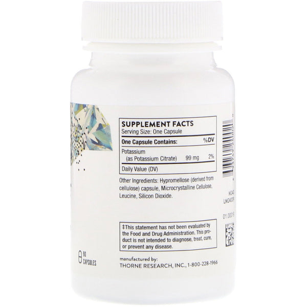 Thorne Research, Potassium Citrate, 90 Capsules - The Supplement Shop