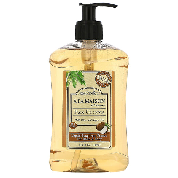 A La Maison de Provence, Hand & Body Liquid Soap, Pure Coconut, 16.9 fl oz (500 ml) - The Supplement Shop
