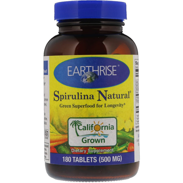 Earthrise, Spirulina Natural, 500 mg, 180 Tablets - The Supplement Shop