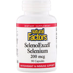 Natural Factors, SelenoExcell, Selenium , 200 mcg, 90 Capsules - The Supplement Shop