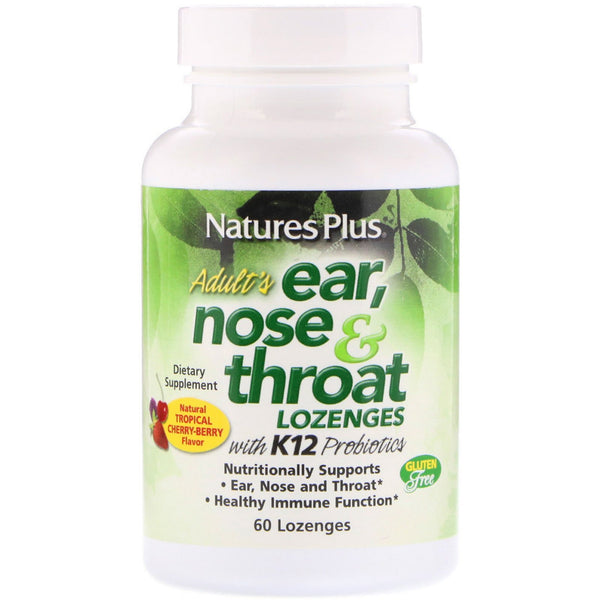 Nature's Plus, Adult's Ear, Nose & Throat Lozenges, Natural Tropical Cherry Berry, 60 Lozenges - The Supplement Shop