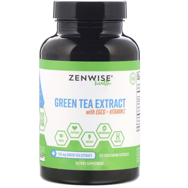 Zenwise Health, Green Tea Extract with EGCG + Vitamin C, 120 Vegetarian Capsules - The Supplement Shop