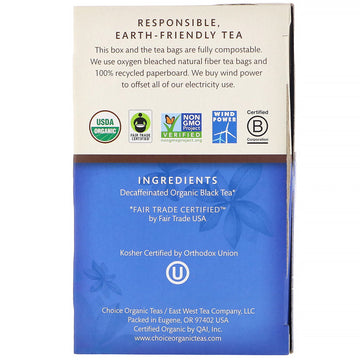 Choice Organic Teas, Organic Decaffeinated English Breakfast, Decaf Black Tea , 16 Tea Bags, 1.12 oz (32 g)