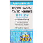 Natural Factors, Ultimate Probiotic, 12/12 Formula, 12 Billion CFU, 120 Vegetarian Capsules - The Supplement Shop
