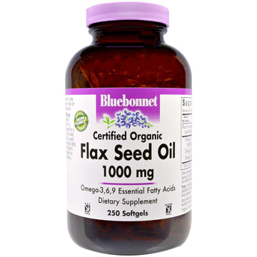 Bluebonnet Nutrition, Organic Flax Seed Oil, 1,000 mg, 250 Softgels