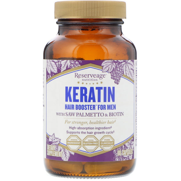 ReserveAge Nutrition, Keratin Hair Booster for Men, 60 Capsules - The Supplement Shop