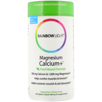 Rainbow Light, Magnesium Calcium+, Food-Based Formula, 90 Tablets