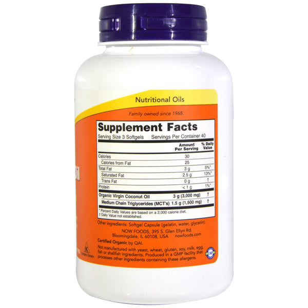 Now Foods, Virgin Coconut Oil, 1,000 mg, 120 Softgels