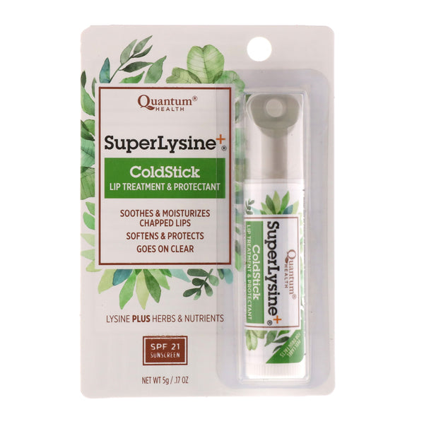 Quantum Health, Super Lysine+, ColdStick, Lip Treatment & Protectant, SPF 21, .17 oz (5 g) - The Supplement Shop