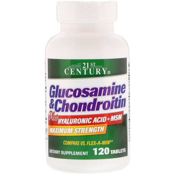 21st Century, Glucosamine & Chondroitin Plus Hyaluronic Acid + MSM, 120 Tablets - The Supplement Shop