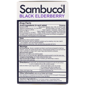 Sambucol, Black Elderberry, Cold & Flu Relief, 30 Quick Dissolve Tablets