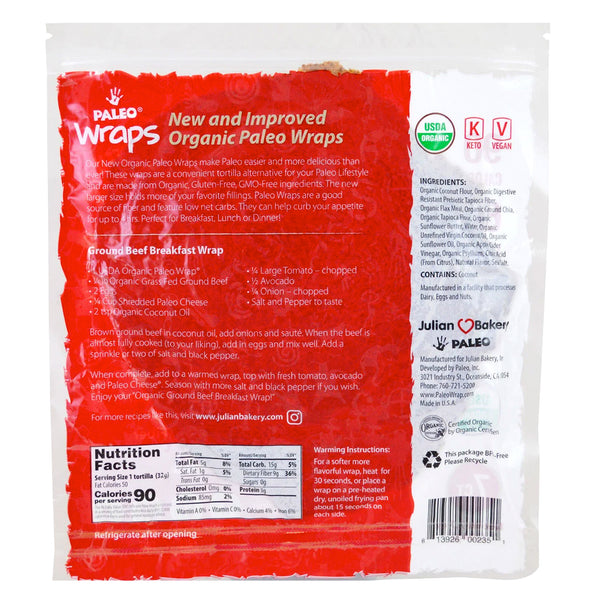 Julian Bakery, Organic Paleo Wraps, 7 Wraps, 7.7 oz (224 g) - The Supplement Shop