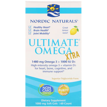 Nordic Naturals, Ultimate Omega Xtra, Lemon, 1,000 mg, 60 Soft Gels