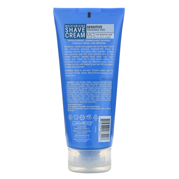 Giovanni, Moisturizing Shave Cream, Sensitive, Fragrance Free, 7 fl oz (207 ml) - The Supplement Shop