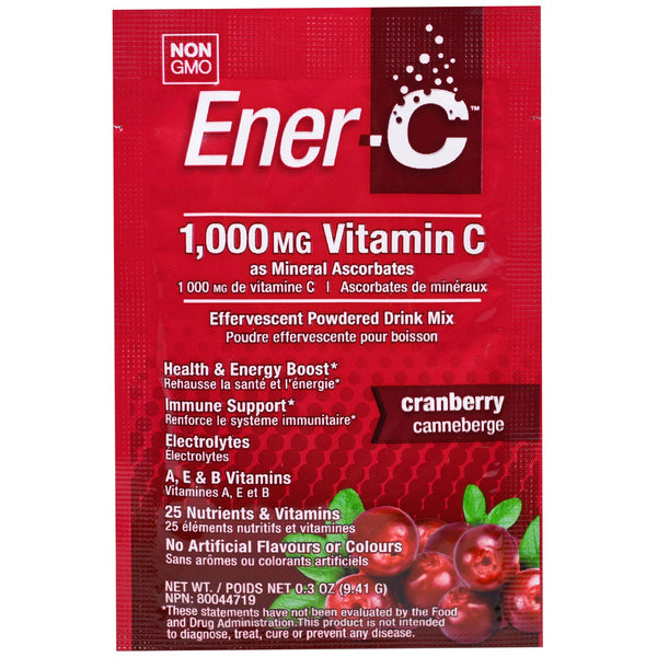 Ener-C, Vitamin C, Effervescent Powdered Drink Mix, Cranberry, 30 Packets, 10.0 oz (282.3 g) - The Supplement Shop