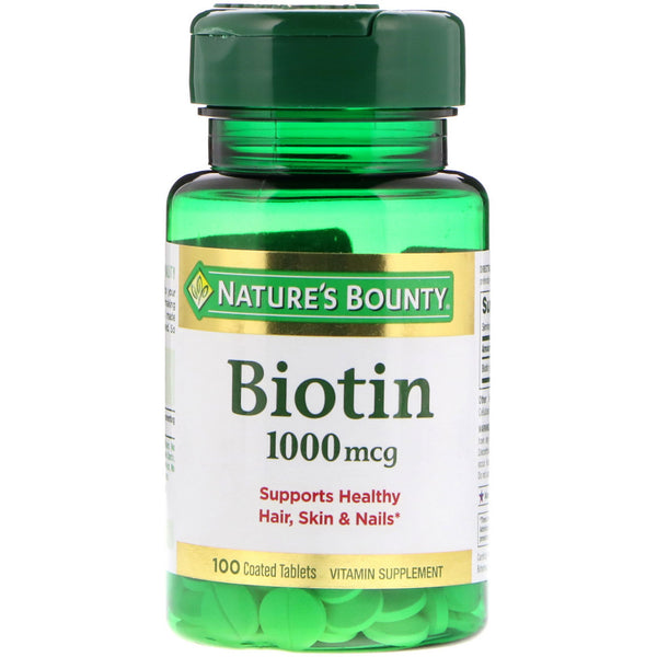 Nature's Bounty, Biotin, 1,000 mcg, 100 Coated Tablets - The Supplement Shop