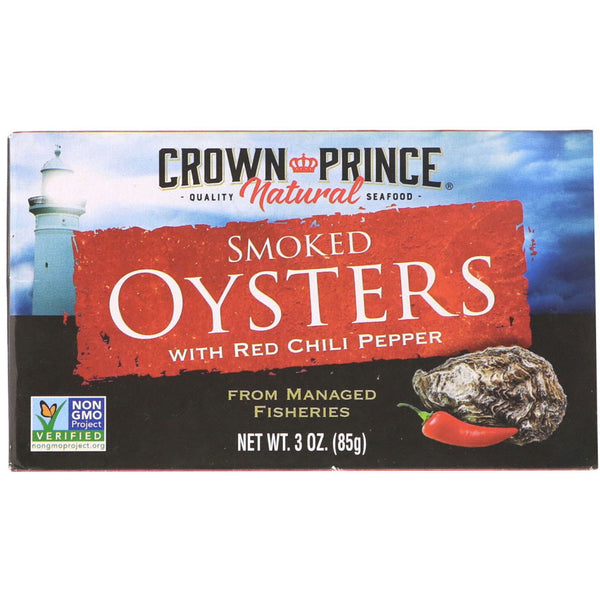 Crown Prince Natural, Smoked Oysters, with Red Chili Pepper, 3 oz (85 g) - The Supplement Shop