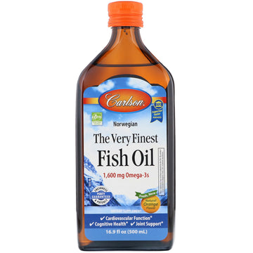 Carlson Labs, Norwegian, The Very Finest Fish Oil, Natural Orange Flavor, 1,600 mg, 16.9 fl oz (500 ml)
