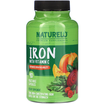 NATURELO, Iron with Vitamin C, 90 Vegetable Capsules