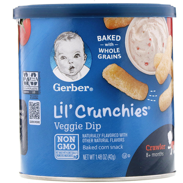 Gerber, Lil' Crunchies, 8+ Months, Veggie Dip, 1.48 oz (42 g) - The Supplement Shop