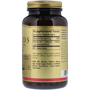 Solgar, Vitamin D3 (Cholecalciferol), 125 mcg (5,000 IU), 240 Vegetable Capsules