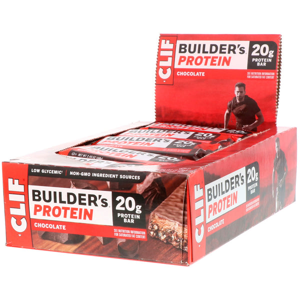 Clif Bar, Builder's Protein Bar, Chocolate, 12 Bars, 2.40 oz (68 g) Each - The Supplement Shop