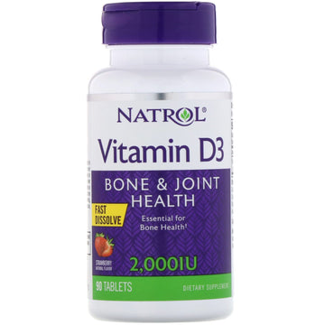 Natrol, Vitamin D3, Fast Dissolve, Strawberry, 2,000 IU, 90 Tablets