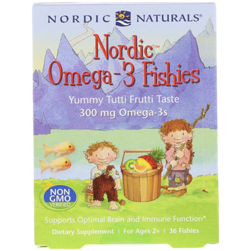 Nordic Naturals, Nordic Omega-3 Fishies, Yummy Tutti Frutti Taste, For Ages 2+, 300 mg, 36 Fishies