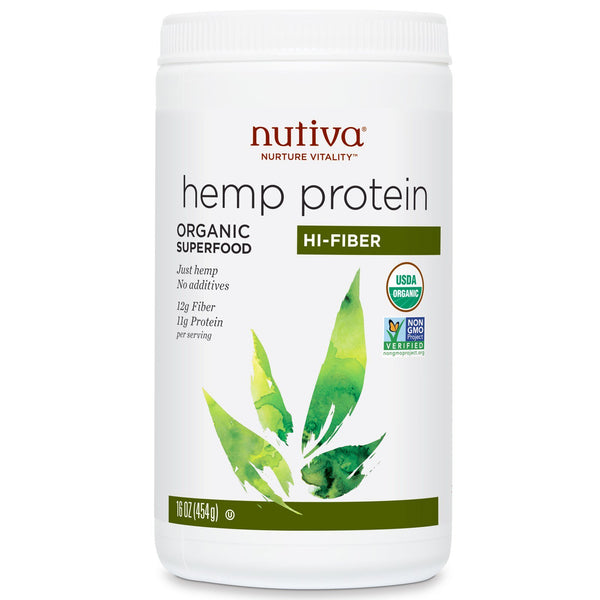 Nutiva, Organic Hemp Protein, Hi-Fiber, 16 oz (454 g) - The Supplement Shop