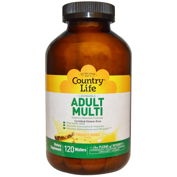 Country Life, Chewable Adult Multi, Pineapple-Orange, 120 Wafers