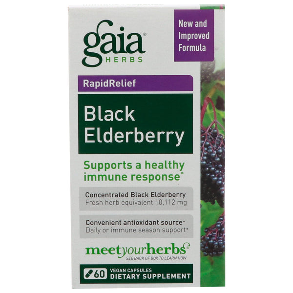 Gaia Herbs, Black Elderberry, 60 Vegan Capsules - The Supplement Shop