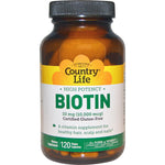 Country Life, High Potency Biotin, 10 mg, 120 Vegan Capsules - The Supplement Shop