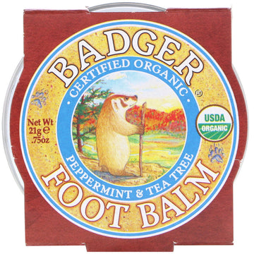 Badger, Organic Foot Balm, Peppermint & Tea Tree, 0.75 oz (21 g)