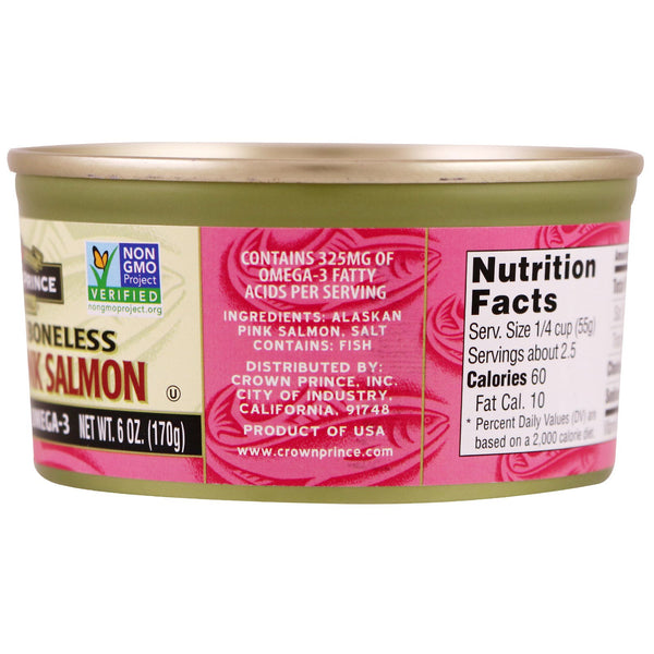 Crown Prince Natural, Alaskan Pink Salmon, Skinless & Boneless, 6 oz (170 g) - The Supplement Shop