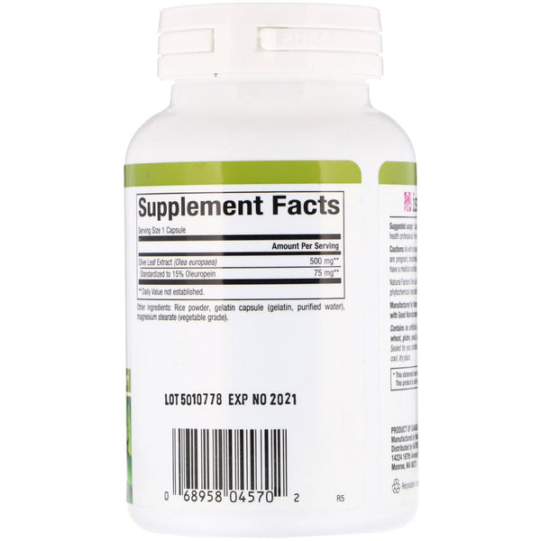 Natural Factors, Olive Leaf, 500 mg, 90 Capsules - The Supplement Shop
