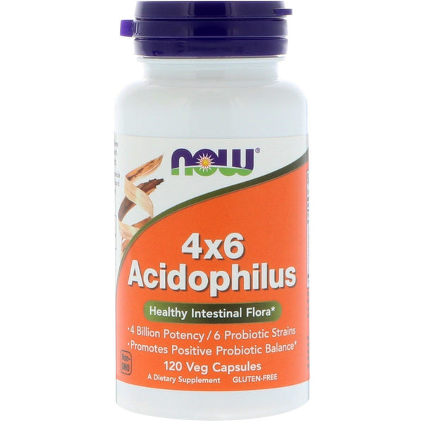 Now Foods, 4x6 Acidophilus, 120 Veg Capsules - The Supplement Shop