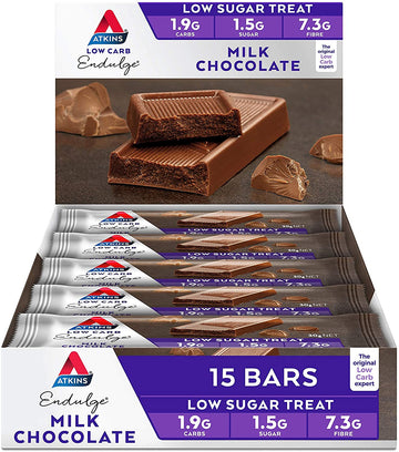 Atkins Endulge Milk Chocolate Bars | Keto Friendly Bars | 15 x 30g