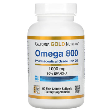 California Gold Nutrition, Omega 800 by Madre Labs, Pharmaceutical Grade Fish Oil, 80% EPA/DHA, Triglyceride Form, 1000 mg, 90 Fish Gelatin Softgels