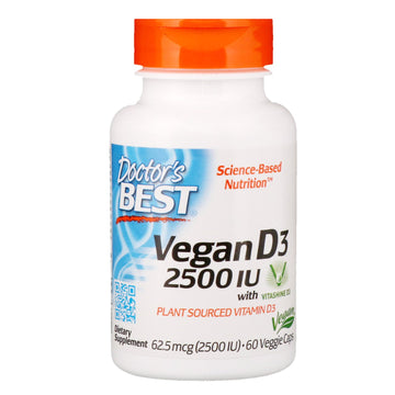 Doctor's Best, Vegan D3 with Vitashine D3, 2,500 IU, 60 Veggie Caps