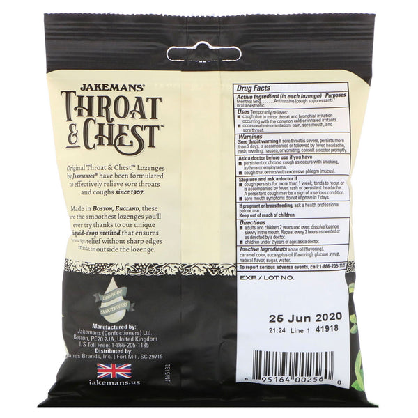 Jakemans, Throat & Chest, Anise Flavored, 30 Lozenges - The Supplement Shop