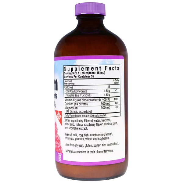 Bluebonnet Nutrition, Liquid Calcium, Magnesium Citrate Plus Vitamin D3, Natural Raspberry Flavor, 16 fl oz (472 ml) - The Supplement Shop