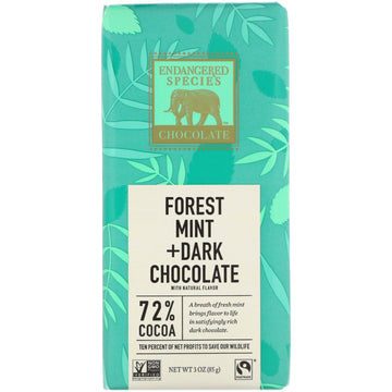 Endangered Species Chocolate, Forest Mint + Dark Chocolate, 72% Cocoa, 3 oz (85 g)