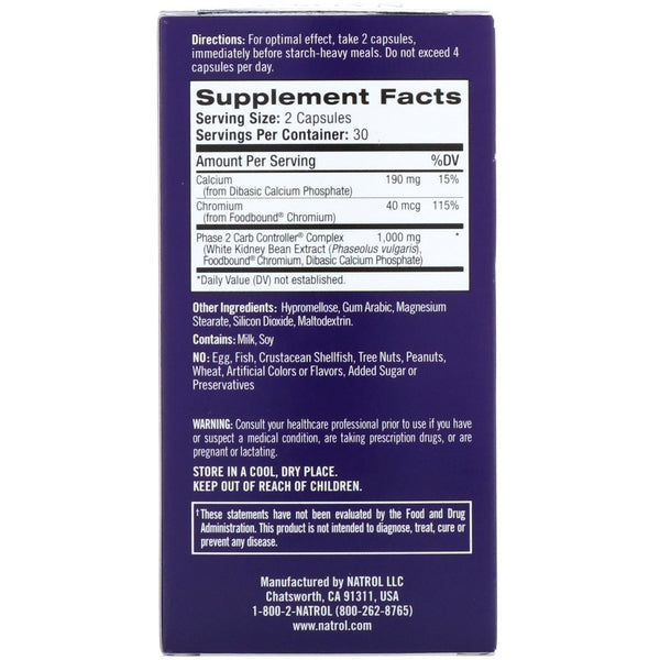 Natrol, Carb Intercept with Phase 2 Carb Controller, 1,000 mg, 60 Veggie Caps