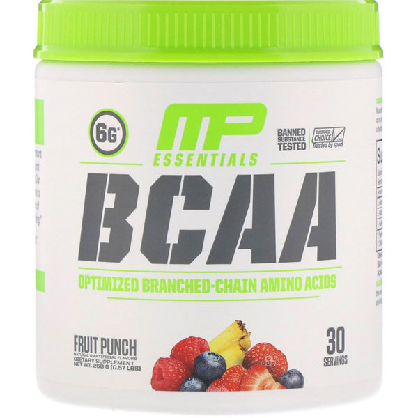 MusclePharm, Essentials, BCAA, Fruit Punch, 0.57 lbs (258 g) - The Supplement Shop