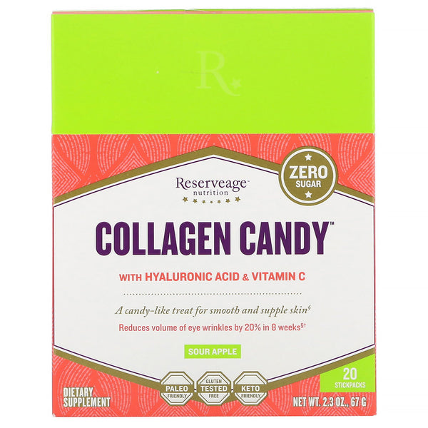 ReserveAge Nutrition, Collagen Candy, Sour Apple, 20 Stickpacks, 2.3 oz (67 g) - The Supplement Shop