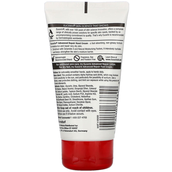 Eucerin, Advanced Repair Hand Creme, Fragrance Free, 2.7 oz (78 g) - The Supplement Shop