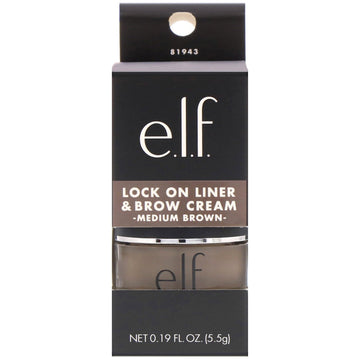 E.L.F., Lock On, Liner And Brow Cream, Medium Brown, 0.19 oz (5.5 g)